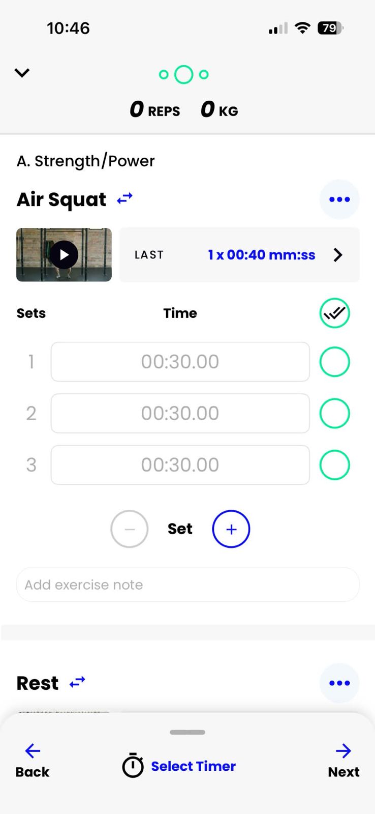 A dryland workout inside the TrainHeroic app